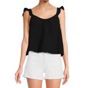 Marine Layer Jude Flutter Sleeve Black Tank Top Size Large 100% Cotton Summer